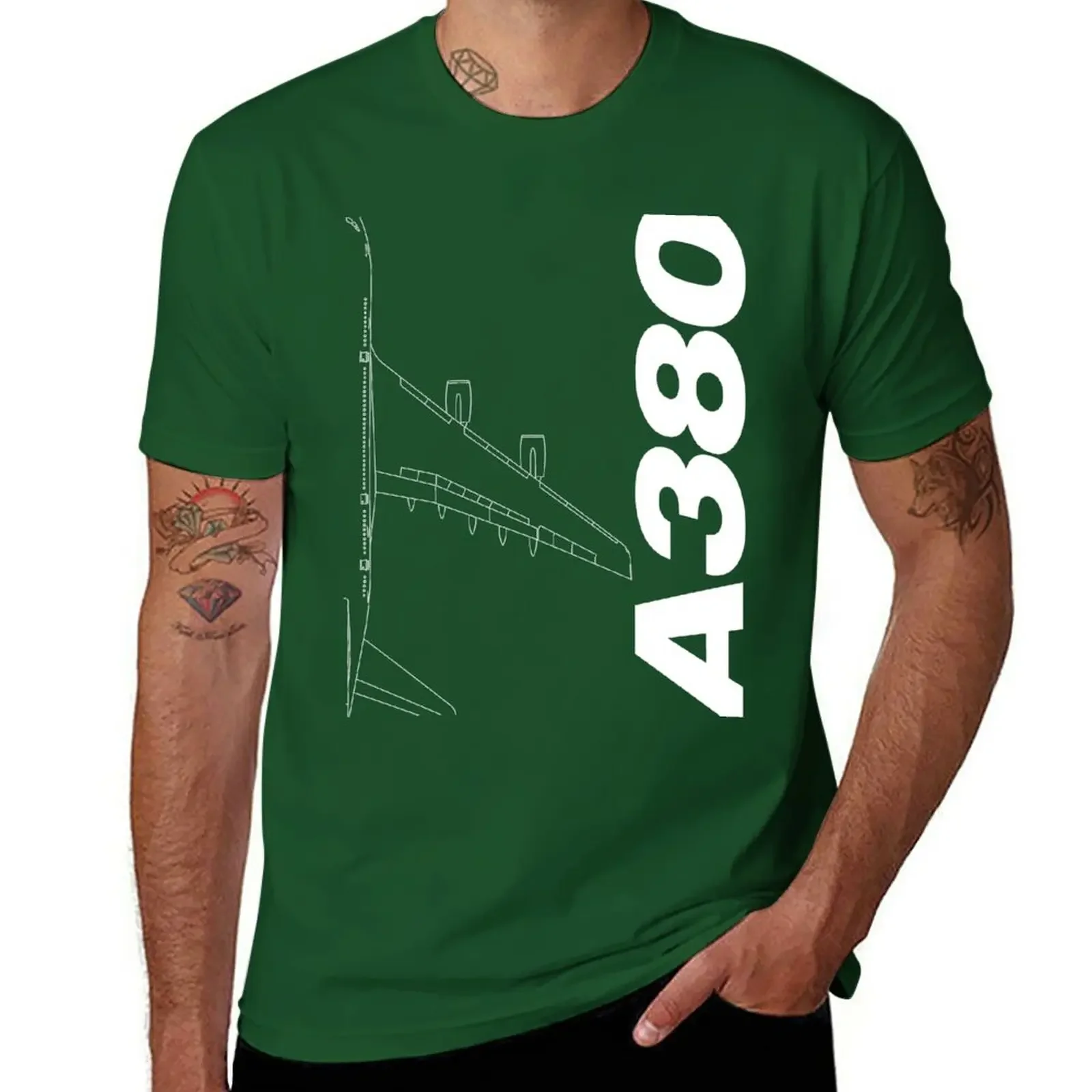 تي شيرت رجالي بأكمام قصيرة ، توبات قطنية ، A380 ، إيرباص A380 ، هاراجو ملابس الشارع ، ملابس ، جديد