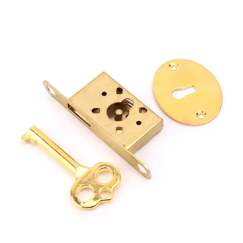 Description Picture 3 of itemVintage Drawer Lock With for Key Antique Small Box Cabinet Door Locks Furniture R9UF