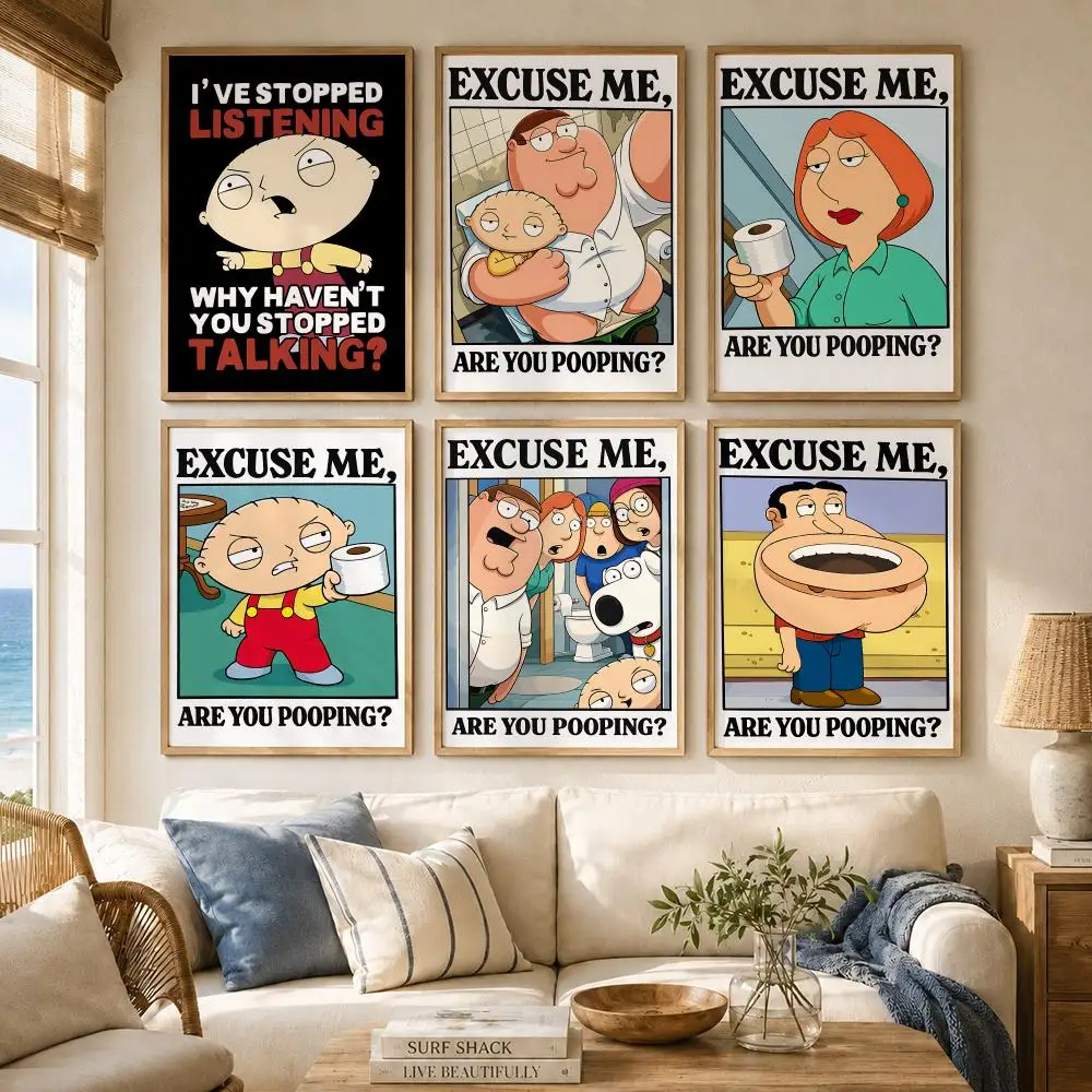 Animated Sitcom F-Family Guy Poster Versatile HD Waterproof Wall Art Self-Adhesive Decor for Any Space Ideal Gift