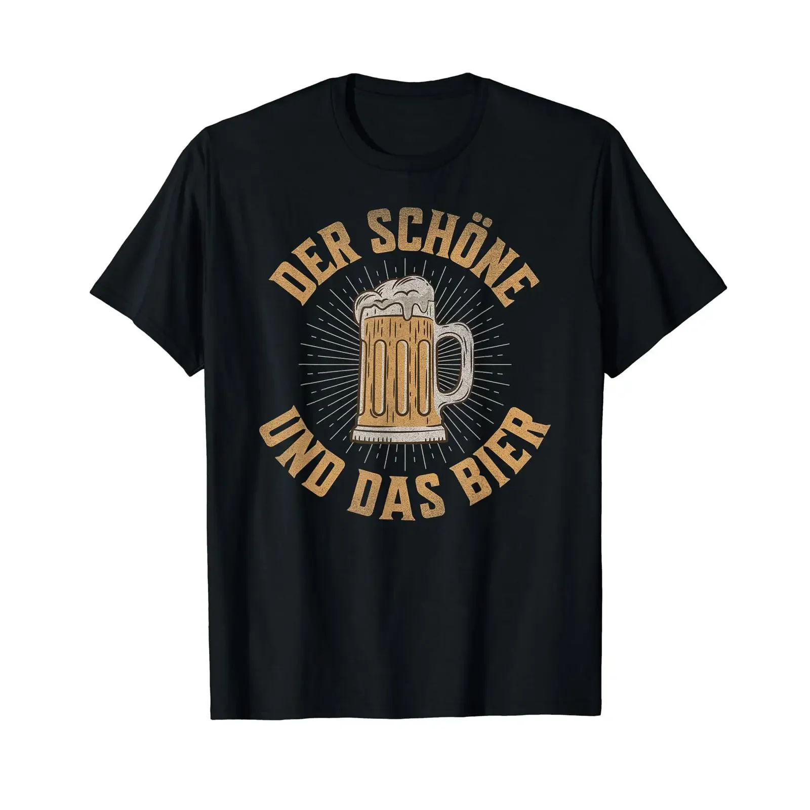 Camiseta con texto en alemán,quot Der Schöne und das Bier Bierliebhaben, negra, vintage, lavada, unisex, informal, ropa de diseñador suave