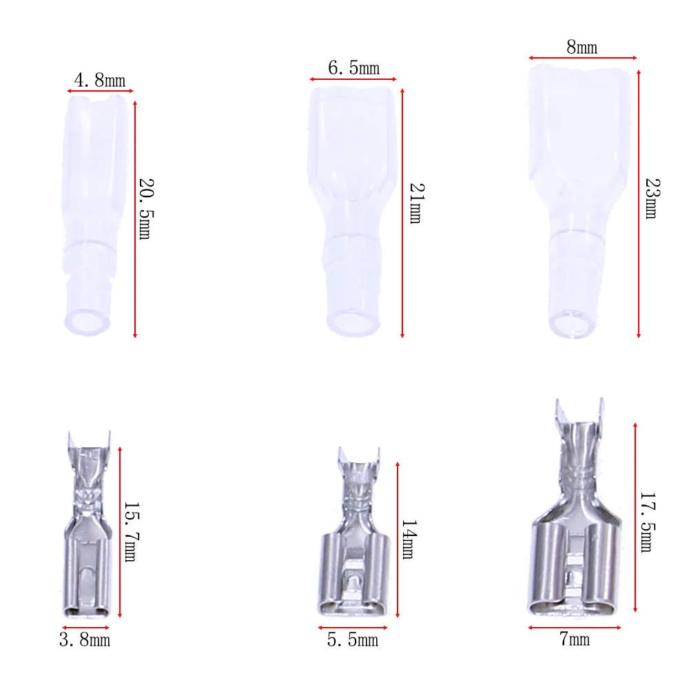 120pcs/lot 2.8 4.8 6.3 Insert Plug Spring Sheathed Wire Terminal Connector Cold Pressed Terminal DIY Kit