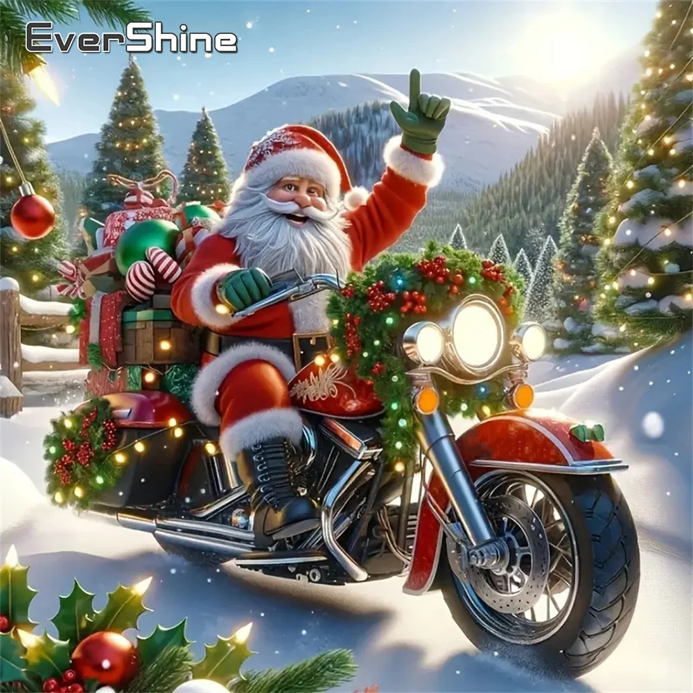Evershine Neue Ankunft Diamant Stickerei Santa Claus Charakter DIY Malerei Motorrad Bild Strass Mosaik Weihnachten Geschenk