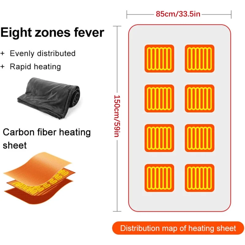 Office Wearable USB Electric Heated Blanket Washable Body Warmer Blanket Home 5v 3 Heated Level Throw Blanket 9 Heated Areas