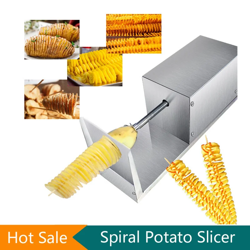 Electric Cyclone Potato Chip Machine Commercial Automatic Whirlwind Potato Tower Machine Stainless Steel Spiral Potato Slicer