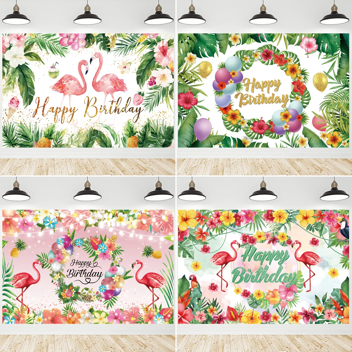 Hawaii Tropical Photography Backdrop Seaside Flamingo Baby Birthday Weeding Decor Photographic Backgrounds