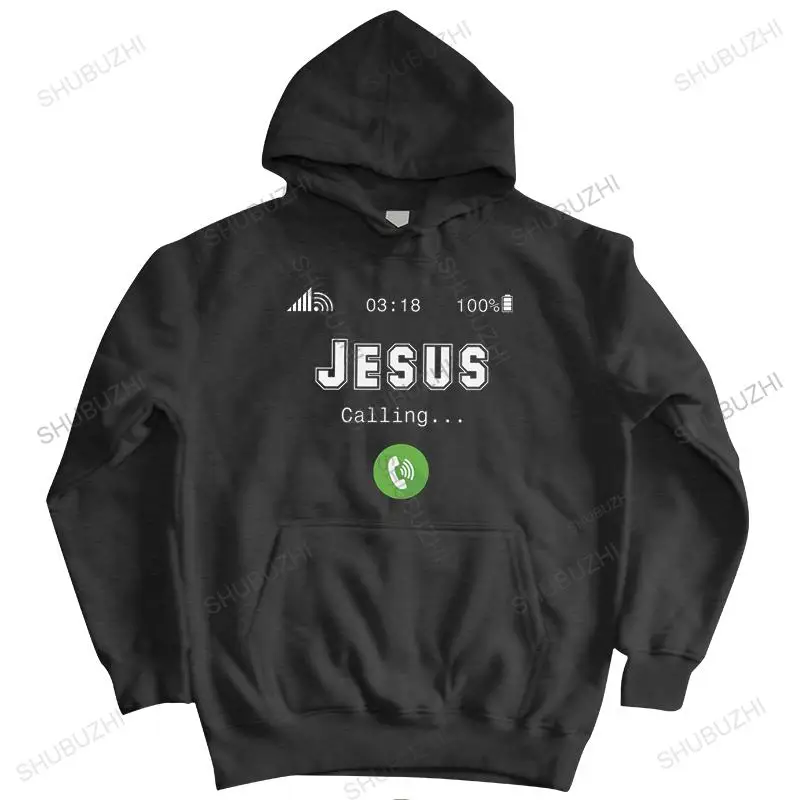 Man brand black zipper hoody Stylish Jesus Is Calling hoody for Men Casual Christian Faith pullover Fitted Cotton hoodie Appare