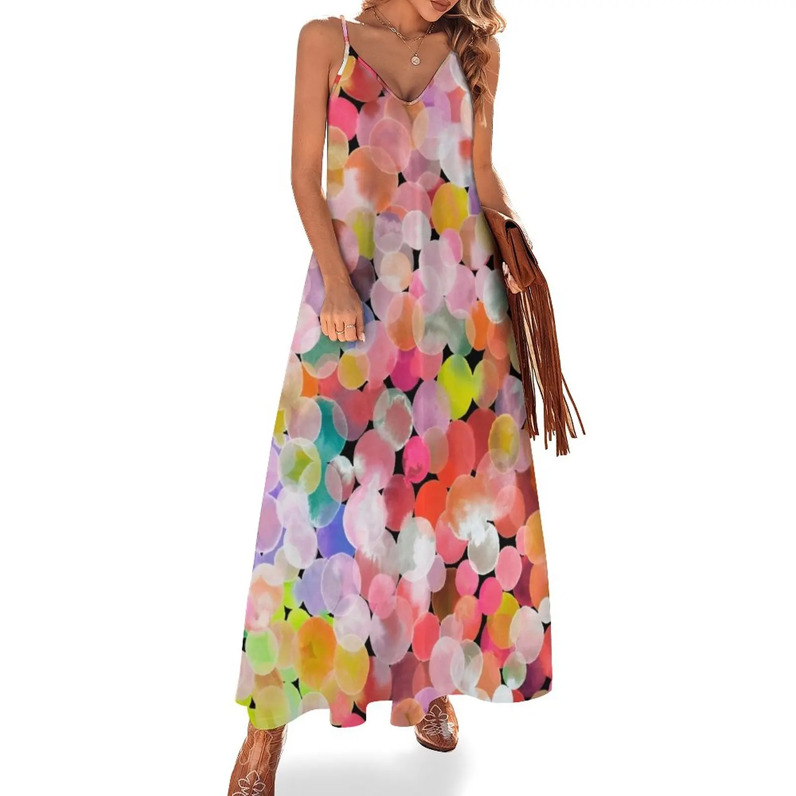 

Candy watercolor dots Sleeveless Dress women dress luxury woman party dress Summer dresses for women