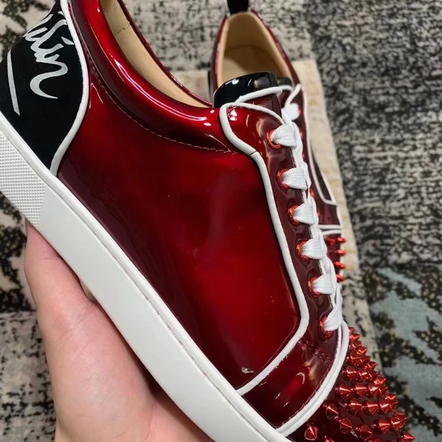 Luxury Men s Shoes Red Bottom Shoes Leather Low Top Rivet Men s Shoes Casual Shoes Couple Shoes Casual Sneakers AliExpress