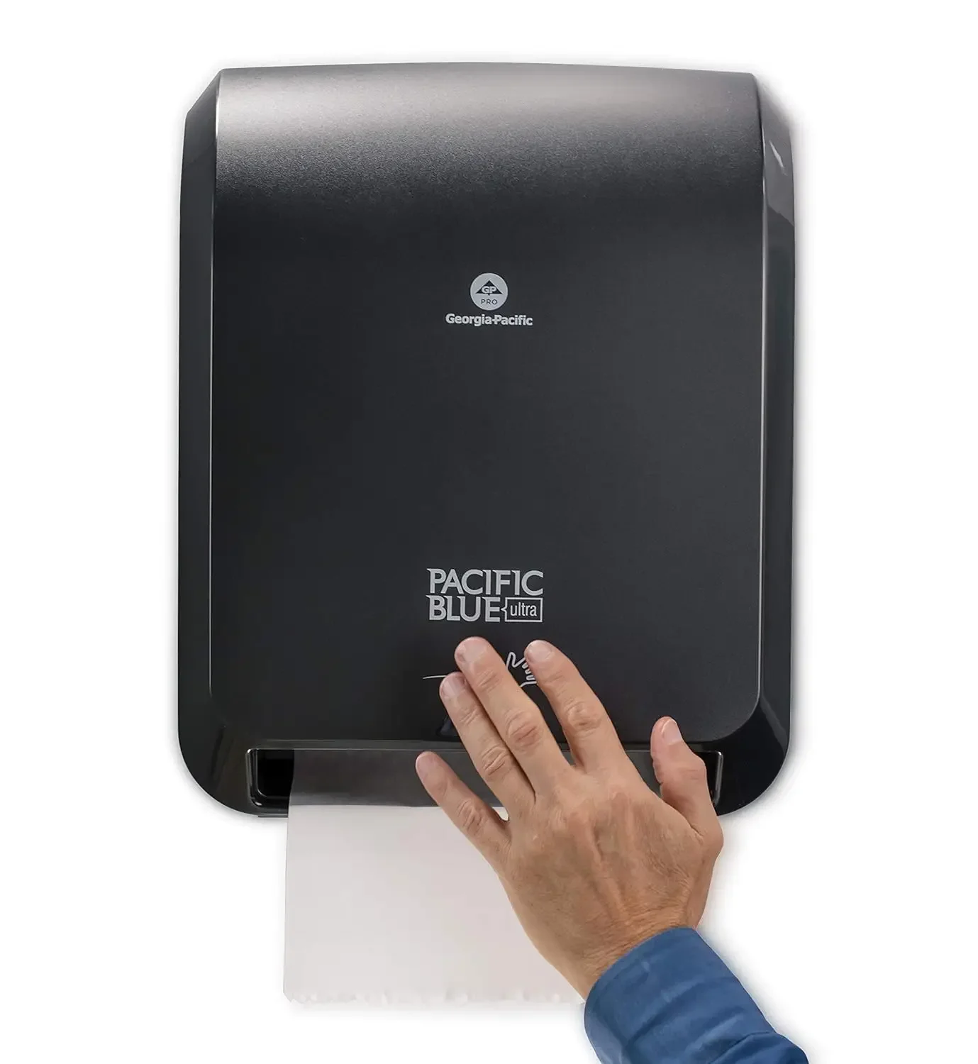 

Blue Ultra 8" High-Capacity Automated Touchless Paper Towel Dispenser by GP PRO (Georgia-Pacific); Black