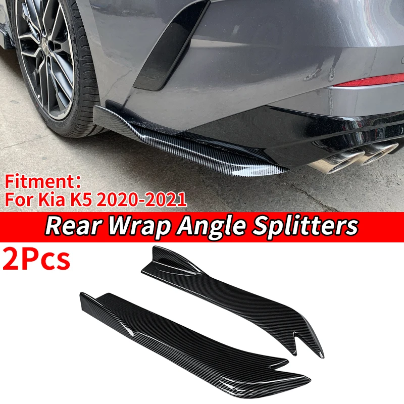 

For Kia K5 Kaiku 2020-2022 Car Rear Bumper Splitters Aprons Trunk Lip Spoiler Canard Wing Diffuser Wrap Angle Carbon Fiber Look