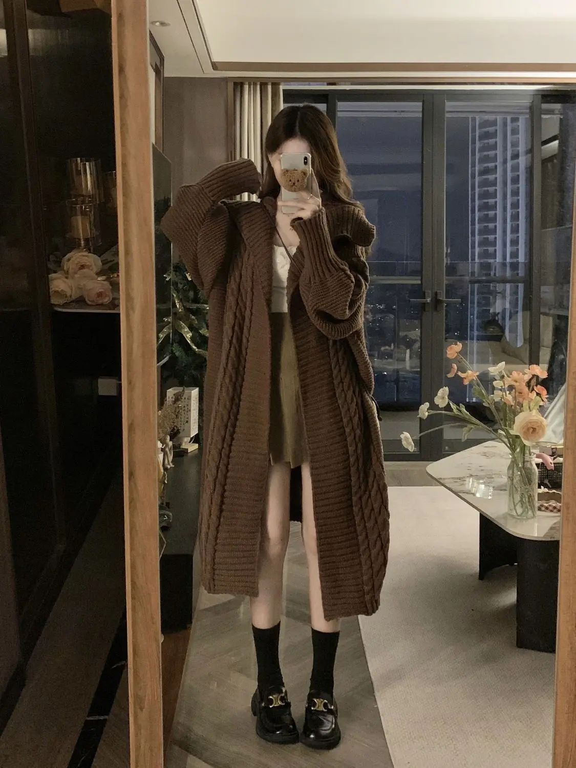 

Mid-Long Cardigans Hood Womens Summer Lettuce Tunic Lace Openwork Openknit Semi-Sheer Ballet Sleeveless Hem Mesh Nature Harajuku