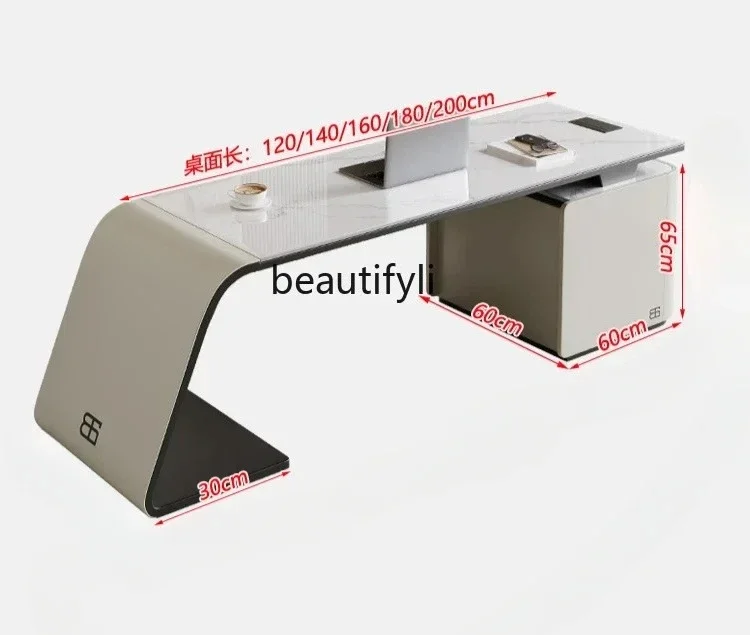 Light luxury rock board desk style simple desk modern minimalist home study high-end computer desk