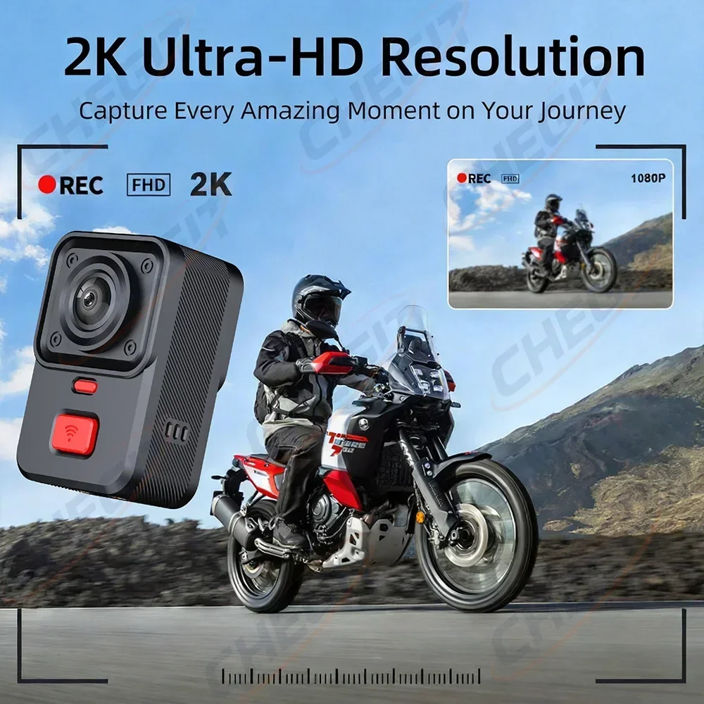 New 2K Motorcycle DVR Dual Camera Waterproof Single-lens WiFi GPS Loop Recording Ultra Wide Angle Lens Outdoor Mountain Motor