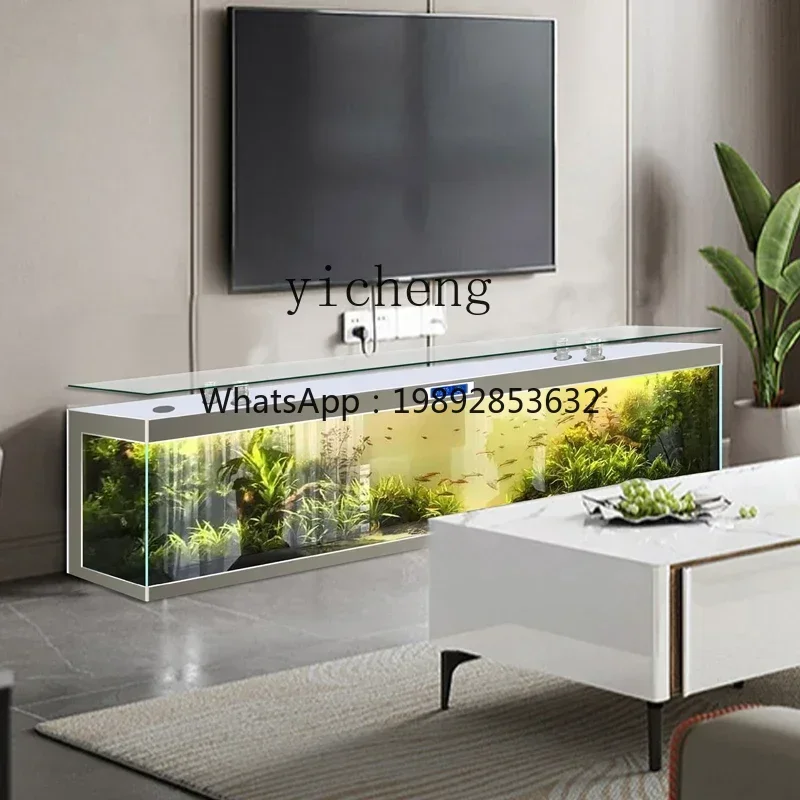 خزانة تلفزيون مربعة XX، خزانة سمكة، غرفة معيشة، أرضية منزلية كبيرة، حوض سمك كسول خالي من الماء