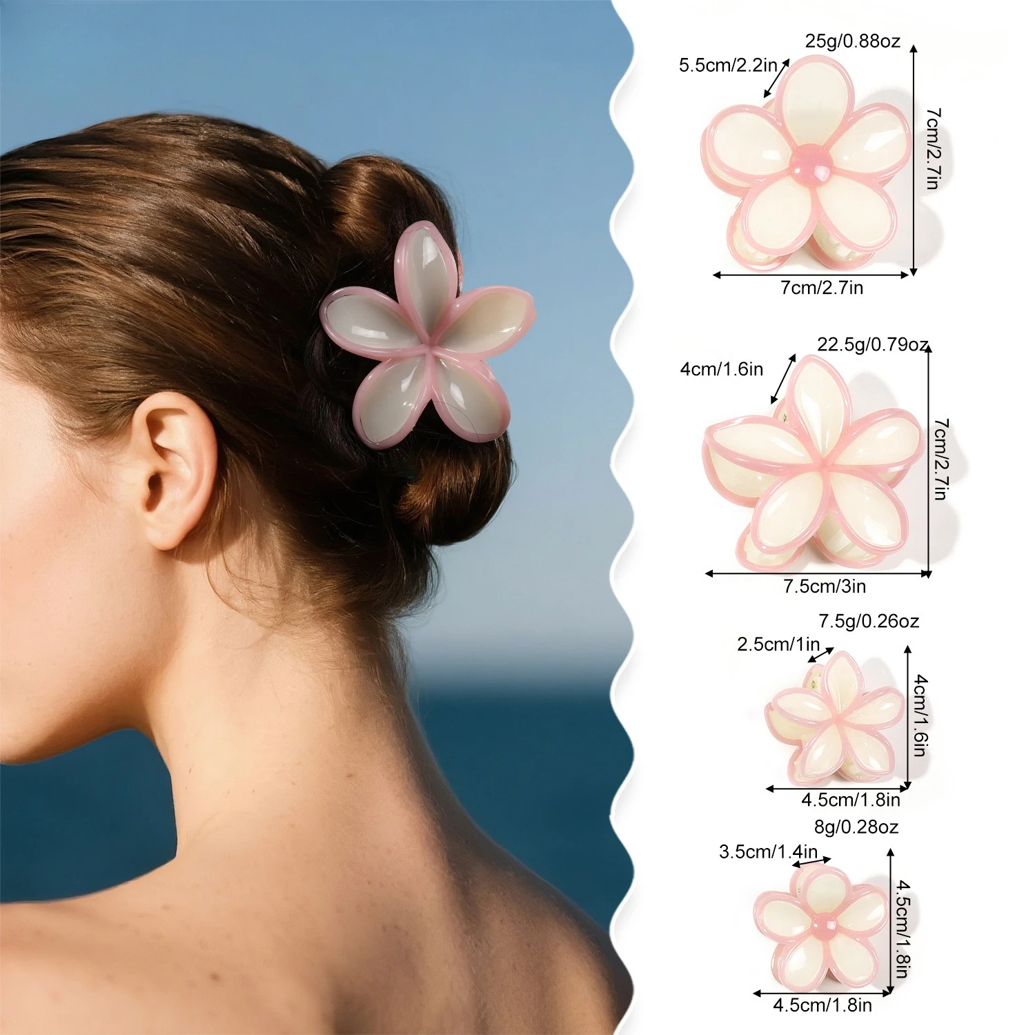 3 قطعة الصيف تنوعا هلام اللون البيض زهرة مشبك شعر مقاطع البوهيمي ذيل حصان كليب الشعر القرش كليب إكسسوارات الشعر #3