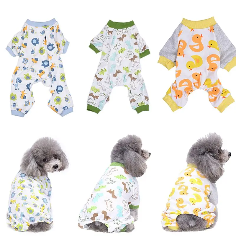 Puppy Dog Pajamas Cute Animals Printed Dog Onesies Soft Puppy Rompers Pet Bodysuit Clothes For Small Medium Dogs Clothing