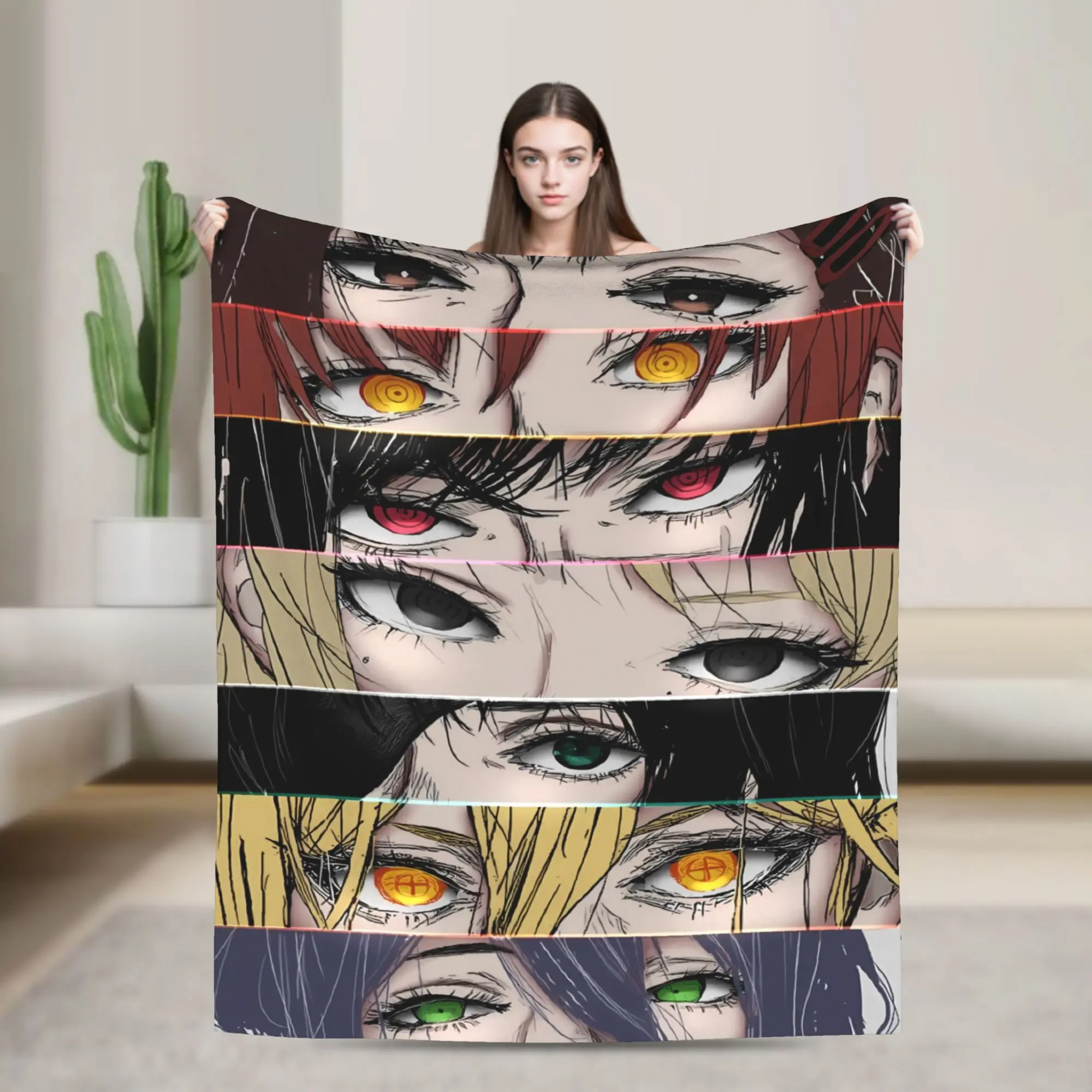 Makima intense anime Flannel Blanket Chainsaws Mans Super Warm Throw Blanket for Bedroom Aesthetic Bedspread Sofa Bed Cover