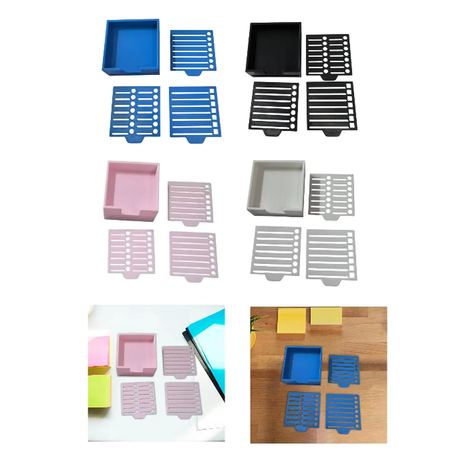 Sticky Note Holder with Stencil Office Stationery Supplies Multifunctional Office Desk Organizer Memo Note Dispenser for Desktop