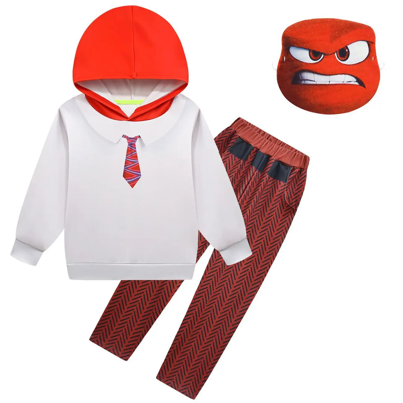 Kids Animal Inside Out 2 Long Sleeves Hoodies Pants Mask Set Outfit for Boys Girls Christmas Halloween Cosplay Costume