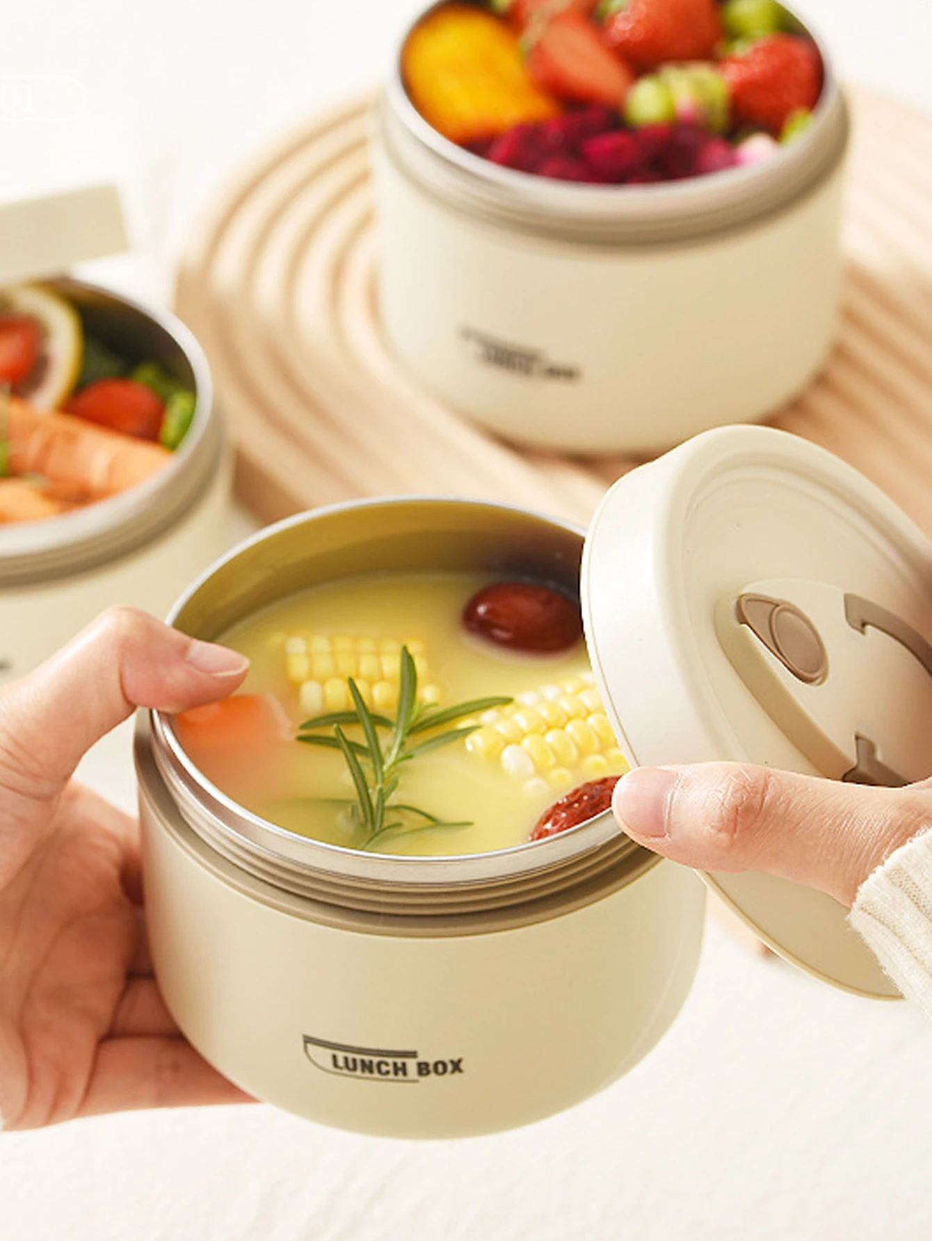 1/2/3/4pcs 열 도시락 상자가있는 휴대용 절연 식품 점심 컨테이너 세트 성인 어린이를위한 별도의 쌓을 수있는 점심 컨테이너