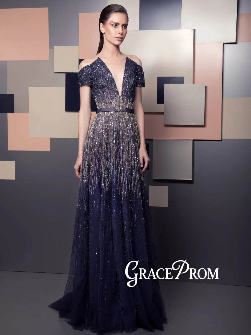 

Gradient Glamorous Beaded Evening Dress Off Shoulder A-line Long Wedding Party Gown 2026 New Customized Graceful Banquet Gowns
