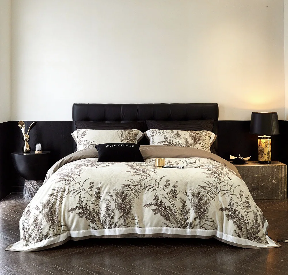 American 100% Tencel Cotton Skin-friendly Luxury Queen King Size Bedding Set Duvet Cover Flat/Fitted Bed Sheet Pillowcases