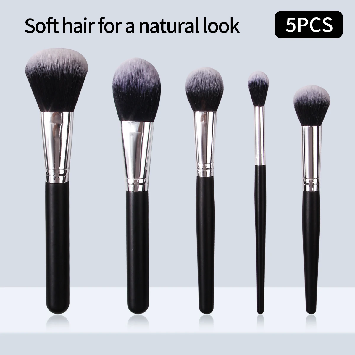 5PCS black makeup brush set, blush brush, powder brush, contouring brush, highlight brush, facial makeup brush, beauty tools
