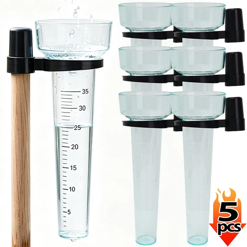 1/5Pcs Rain Gauge Outdoor Transparent Plastic with Stand Clear Scale Rainfall Measuring Cup Garden Yard Patio Weather Monitoring