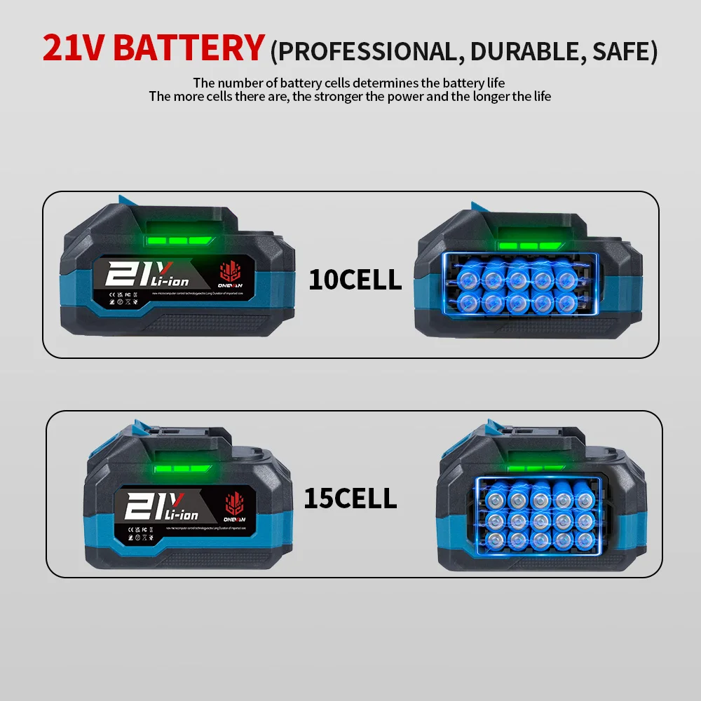 ONEVAN 22500mAh 15000mAh Lithium-Ionen-Akku, passend für Schraubenschlüssel, Schraubendreher, wiederaufladbarer Akku für Makita 18V Akku-Werkzeug – Detail 7