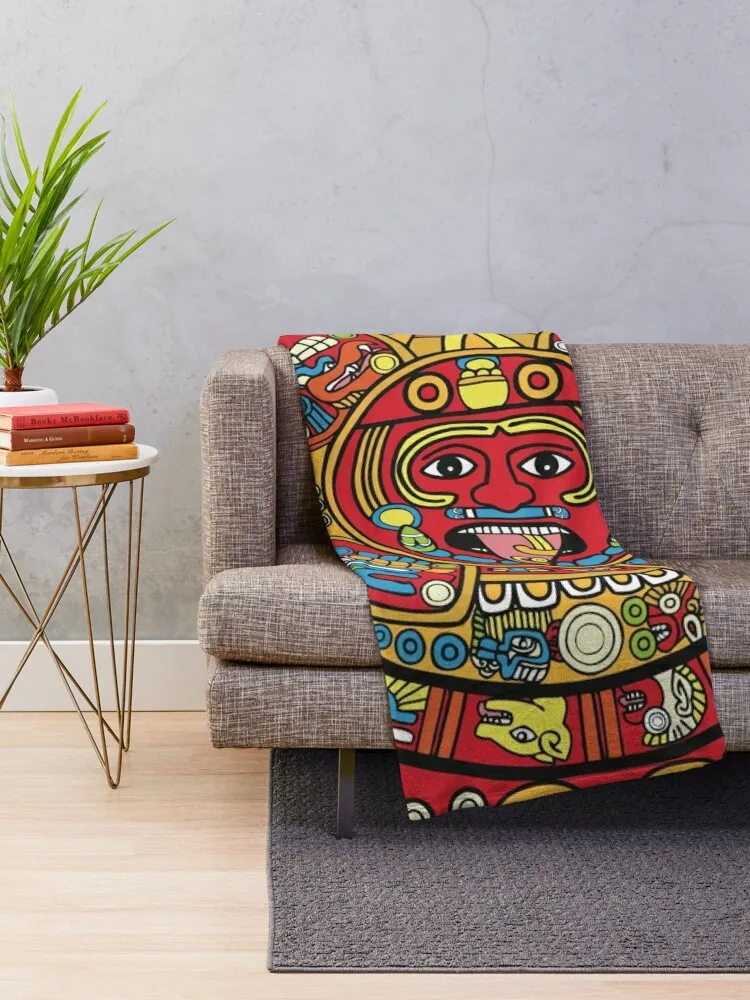 Colorful Mayan Calendar Throw Blanket Shaggy Soft Big Blankets