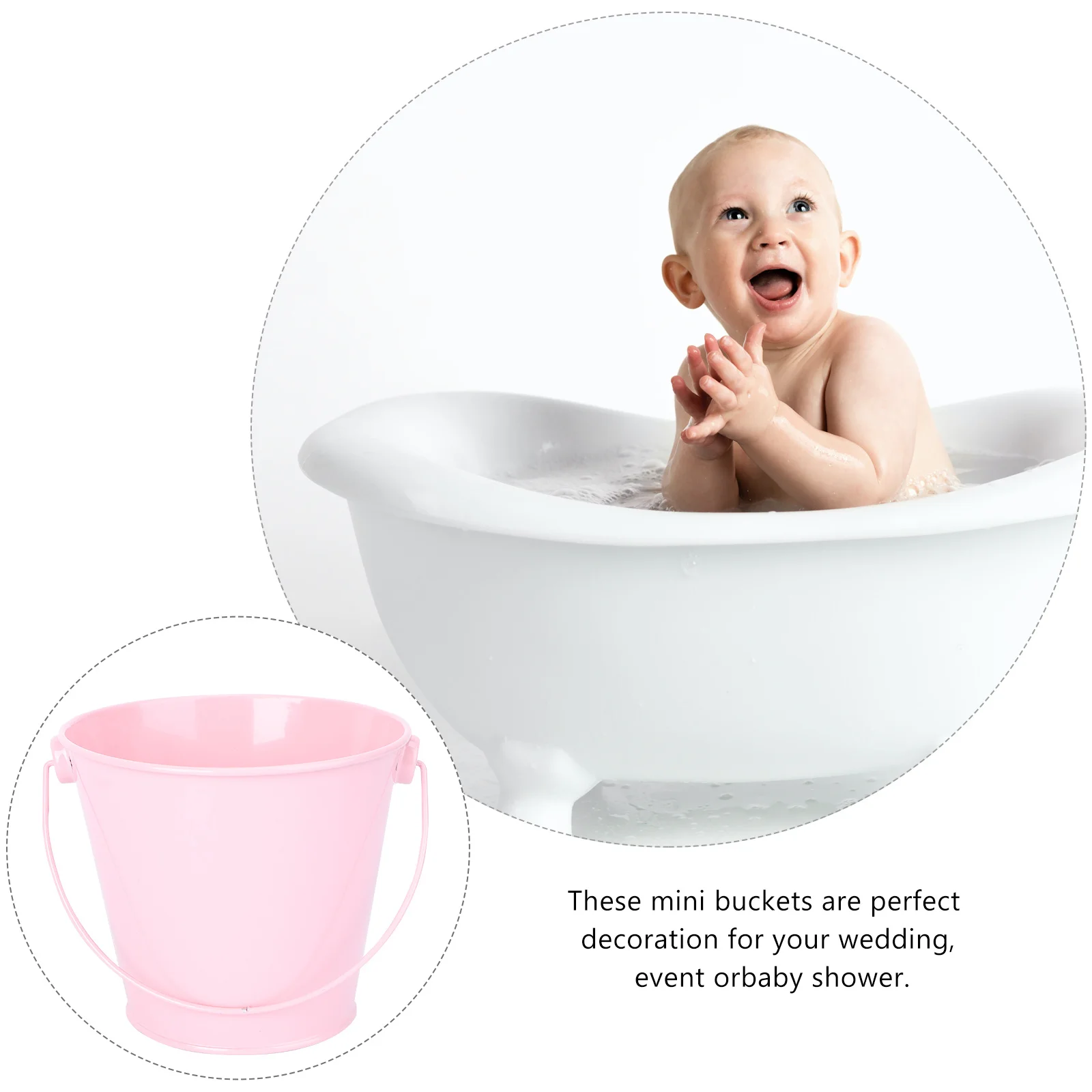 5 قطعة دلاء زهور صفيح صغير وردي مقاس S أواني زهور متينة بسيطة دلو زفاف ديكور حفلات الزفاف دلو الزفاف