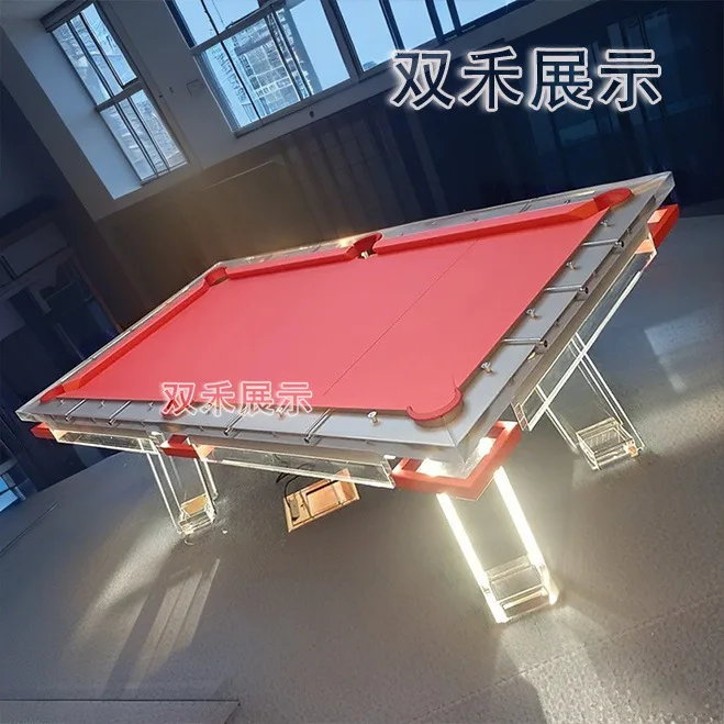 Acrylic Pink Pool Table, Transparent Designer Style, Standard Size, High-End Home Use, Suitable for Villa KTV Decor