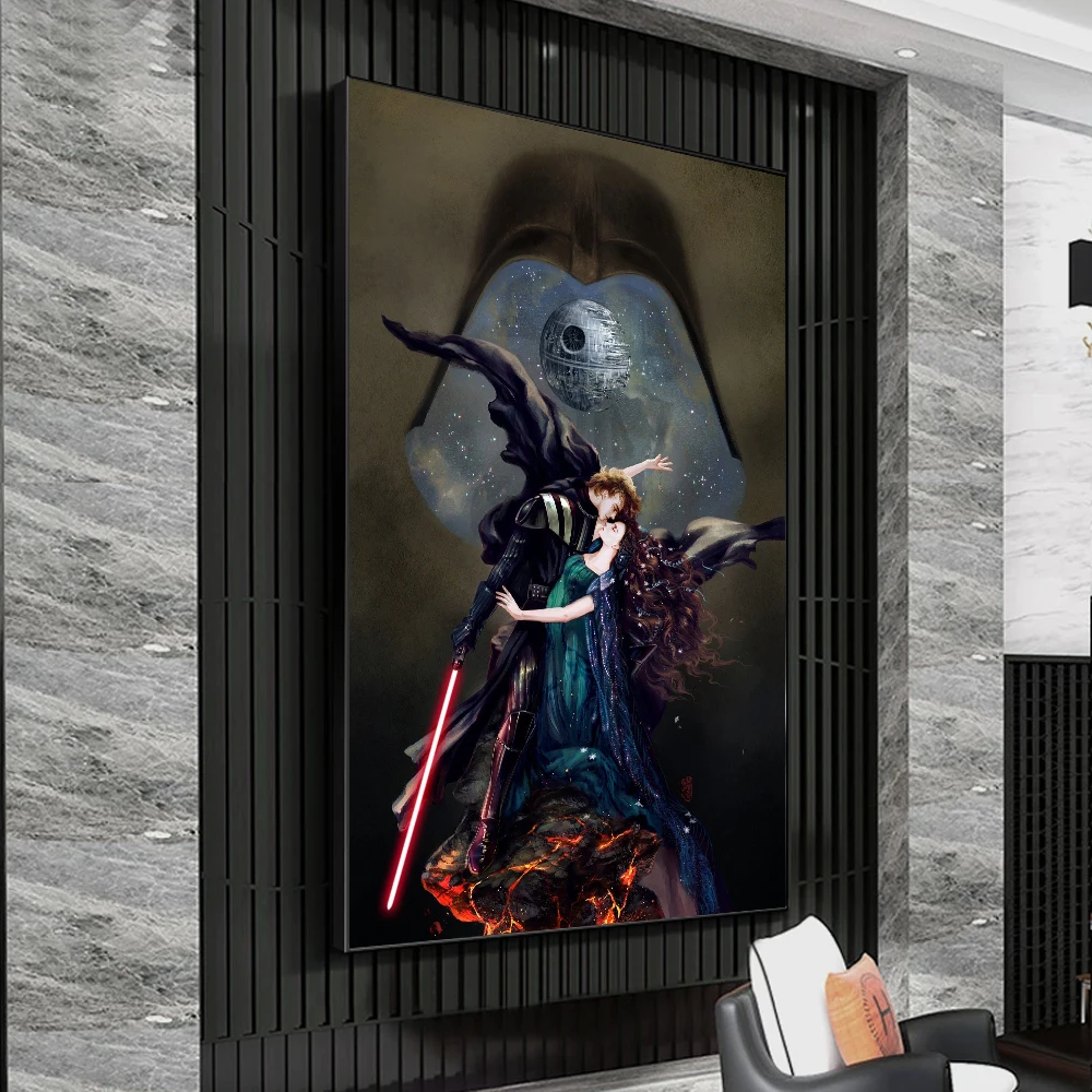 Darth Vader and Padme Anime Skywalker Poster, Canvas Painting, Print, Living Room, Home Wall Art, Aesthetic Decor Pictures