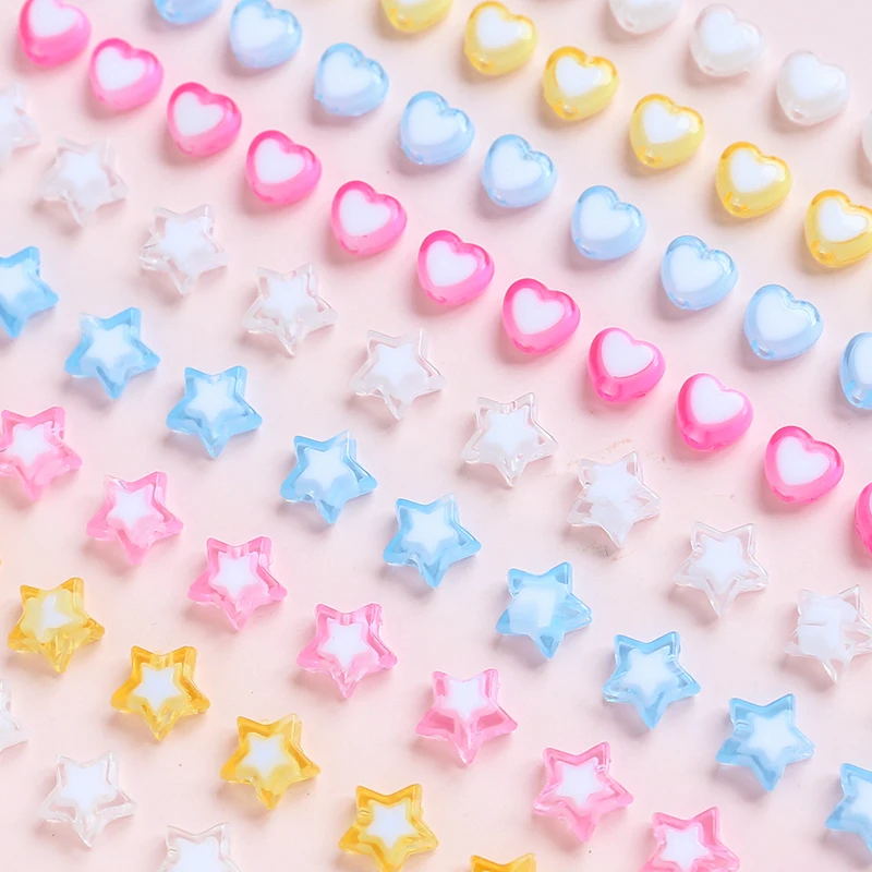 20pcs Acrylic Love Star Straight Hole Beads Loose Beads DIY Handmade Jewelry Hand Necklace Earrings Accessories Material