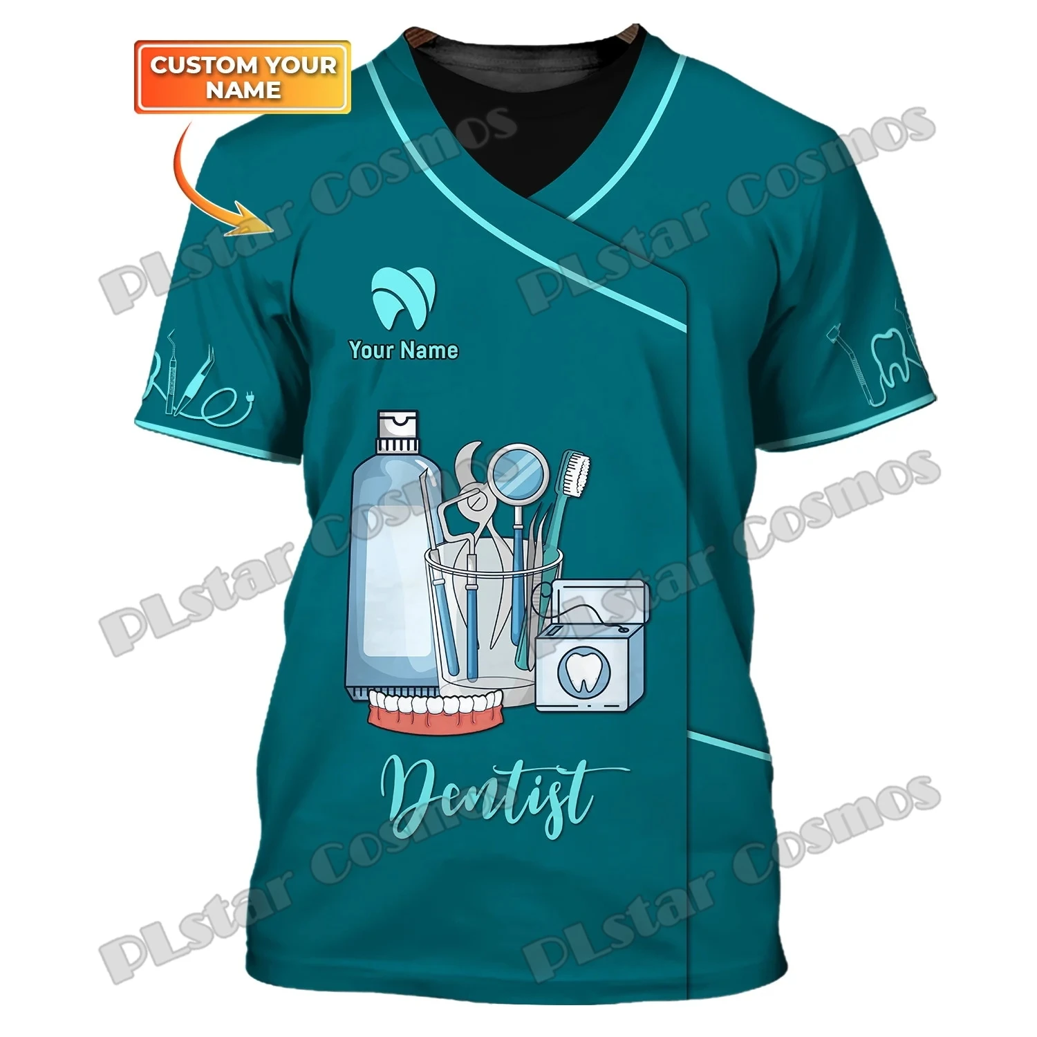 2023 Summer Latest Mens t shirt Dentist Pattern Personalized Name 3D Printed Dental Tshirt Unisex Casual Cool Tee Shirt DW210