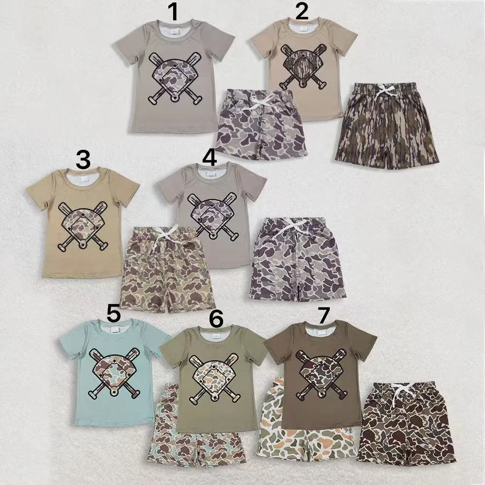 

z1119-15 BT1425+SS0735 Wholesale Boutique kids clothes boy Matching camouflage short sleeve shorts Set Spring Children clothing