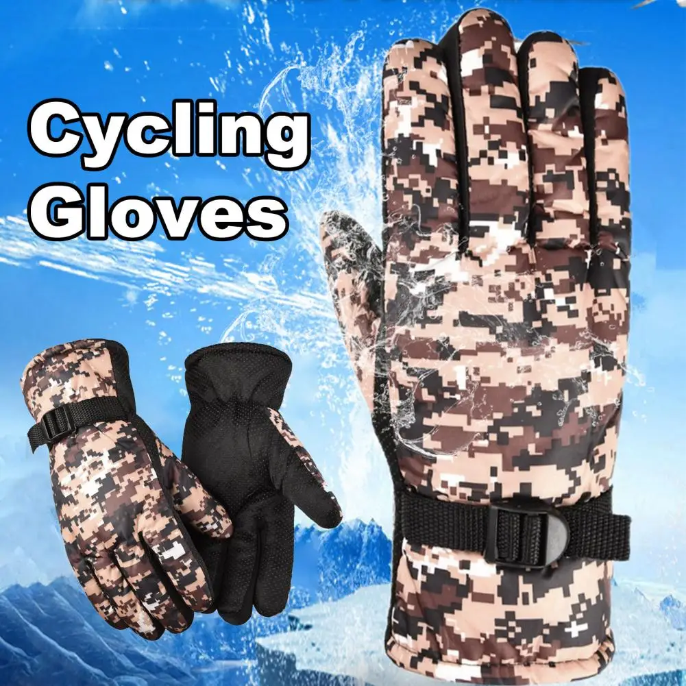 Cycling Gloves Waterproof Thermal Wear-resistant Sport Gloves Camouflage Print Windproof Winter Gloves For Outdoor