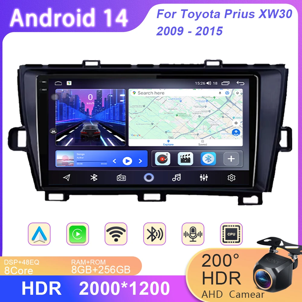 

Android 14 For Toyota Prius XW30 2009 - 2015 Car Radio Multimedia Video Player Navigation GPS wireless android Auto WIFI 4G DSP