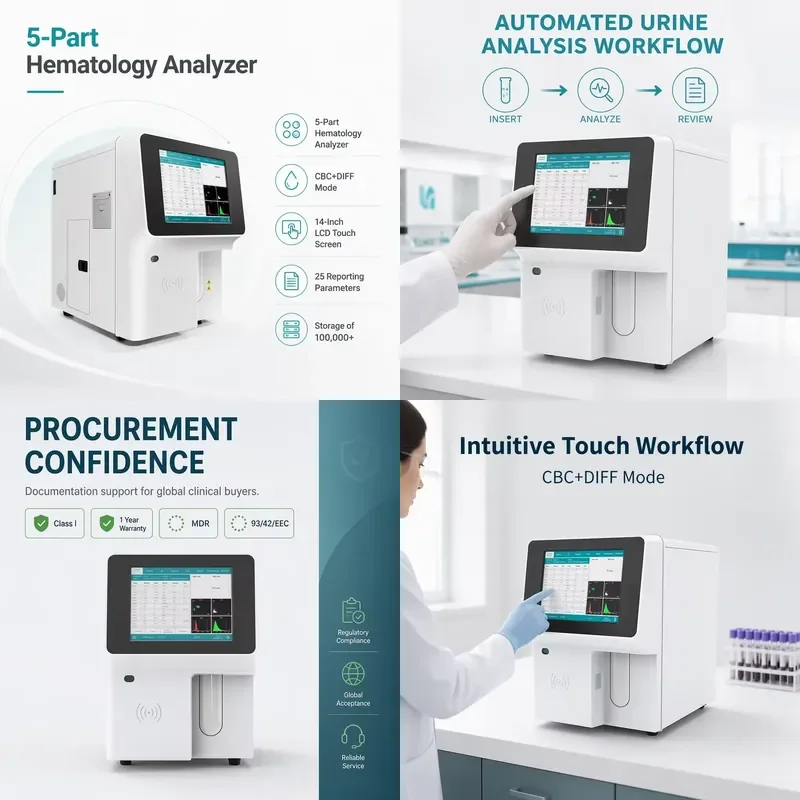 for Blood Analyzer Human Body Five Part Differential Blood Cell Counter Hematology Analyzer for Laboratory Use