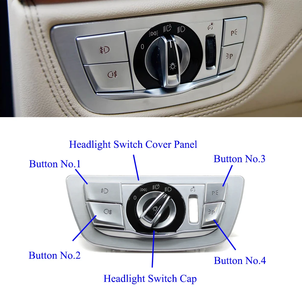 G11 G12 Car Headlight Switch Rotary Knob Light Control Cover Panel Front Rear Foglight Button For BMW 7 Series 2016-2022 view 3