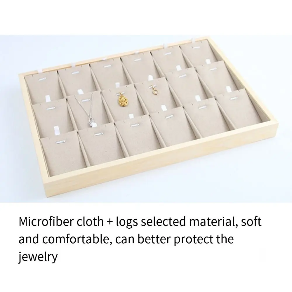 Apricot Jewelry Display Tray Microfiber Cloth Large Capacity Necklace Stand Prop Space Saving Multi-purpose