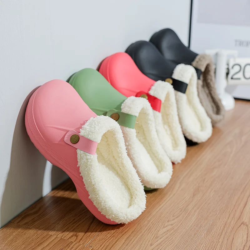 

Women Winter Slippers Thick Soles Home Plush Men Waterproof Eva Cotton Slippers Lovers Household Cotton Slippers Shoe