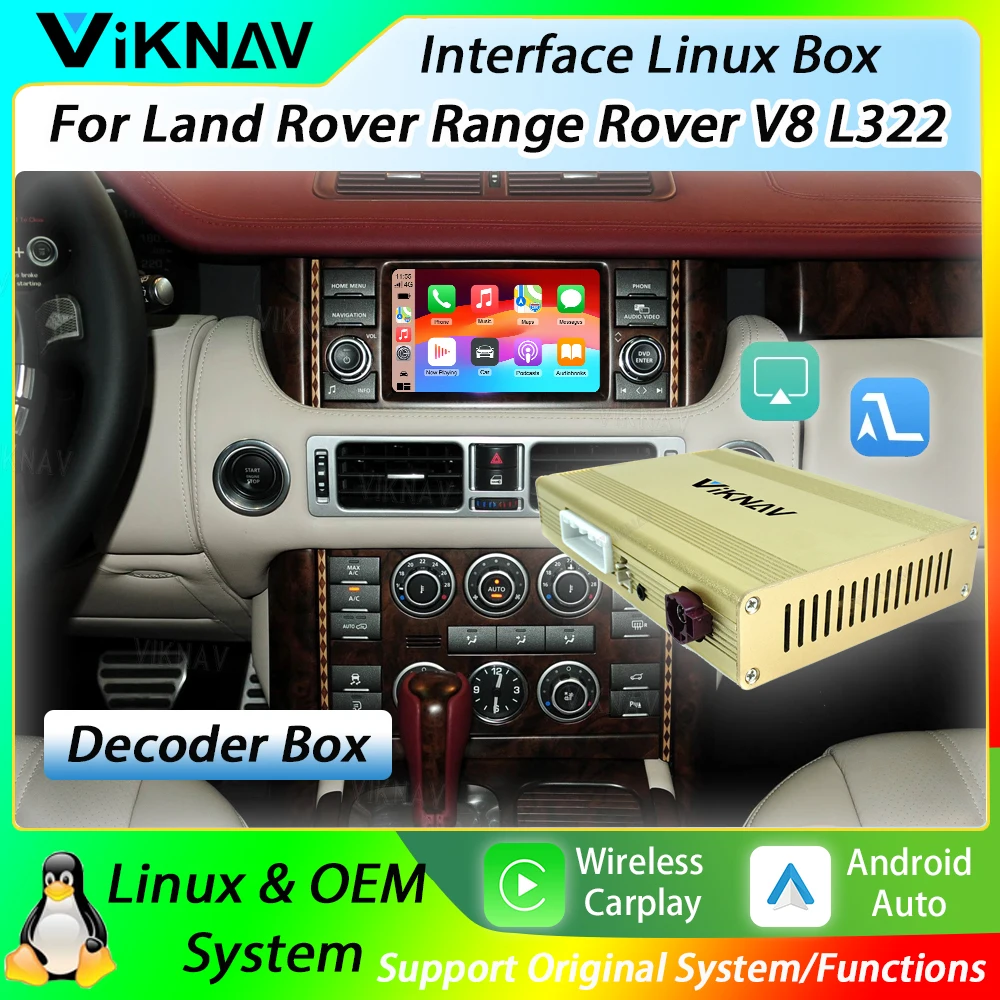 

Android Auto Decoder Box For Land Rover Range Rover V8 L322 Wireless Carplay Linux Interface Mirror Link Air Play Car Radio