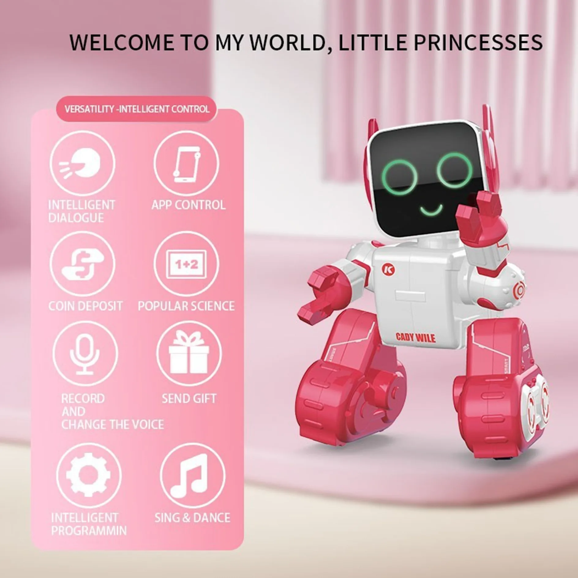 Programmable Intelligent Robot Sliding Rotation Smart Learn Story Machine Interactive Music Voice Children Remote Control Toys