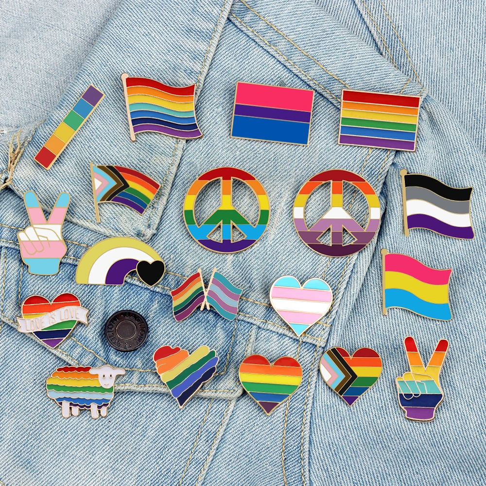 3-6pcs Gay Lesbian Pride Brooch LGBT Rainbow Flag Lapel Pins Trans Inclusive Progress Asexual Wholesale Enamel Badge Bag Jewelry