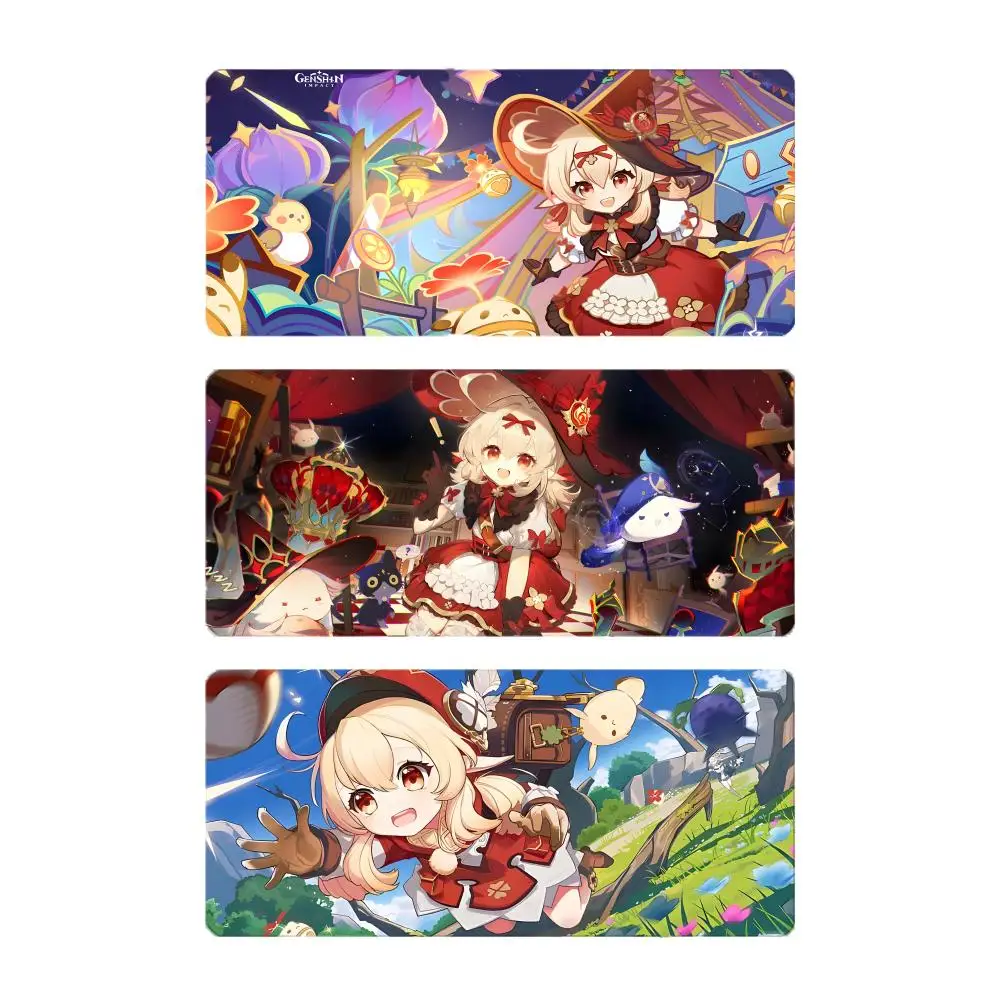 Cute Beautiful Game Genshin Impact Klee Mouse Pad Large Gaming Mousepad with Stitched Edges Thickened Desk Mat PC
