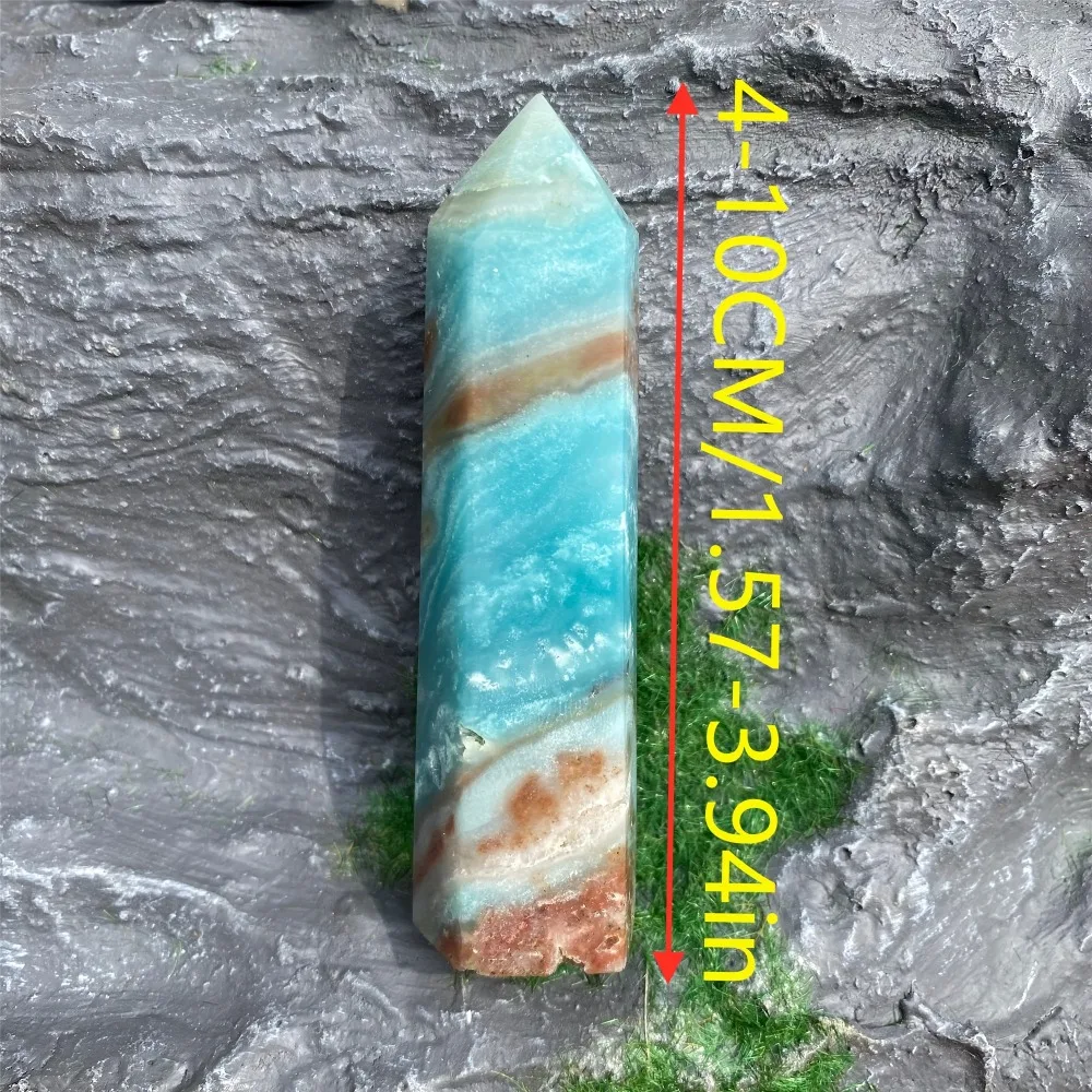 1pc Sky Blue Caribbean Calcite Obelisk Wand Natural Crystal Tower Point with Smooth Texture Unique Holiday Gift for Collectors - view 3