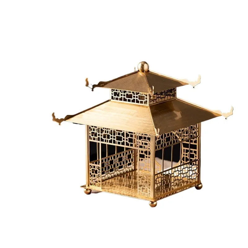 New Chinese Style Hollow Metal Palace Pagoda Ornament for Sales Office Hotel Living Room Display Cabinet High End Decoration