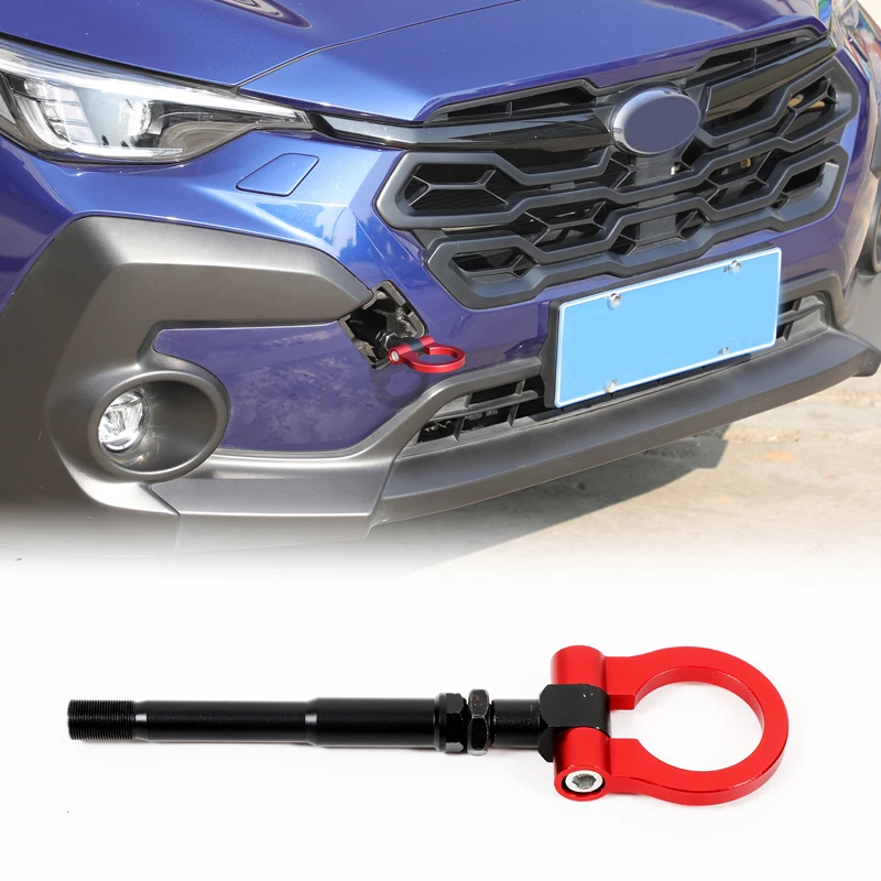 For Subaru WRX Crosstrek 2022-2024 Aluminum Alloy Red Car Forward Trailer Hook Tow Ring Bumper Tow Hook Trim Car Accessories