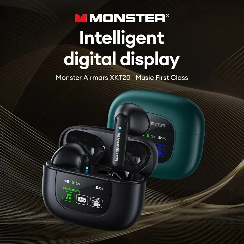 Monster XKT20 auricolari Wireless Bluetooth 5.4 Display a LED cuffie da gioco cuffie sportive suono HIFI auricolari a bassa latenza nuovo